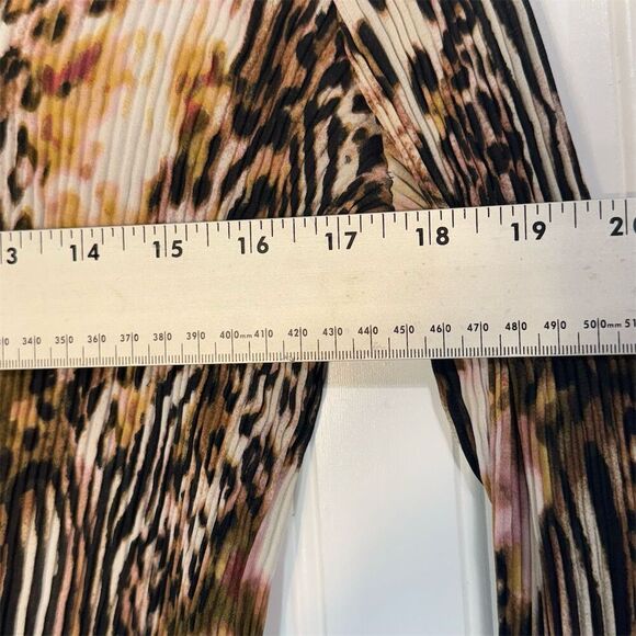 Sioni XL Sheer Ruffle Leopard Blouse Mesh Pleated Animal Print Y2K Top - Picture 3 of 6